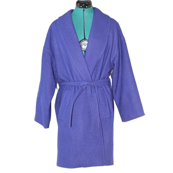 Narciso Rodriguez x Design Nation Cobalt Wrap Coat Wool Blend Medium - Picture 1 of 5